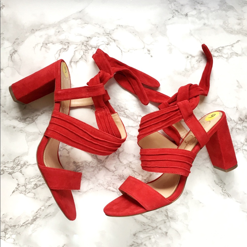 JESSICA SIMPSON Red suede lace up shoes